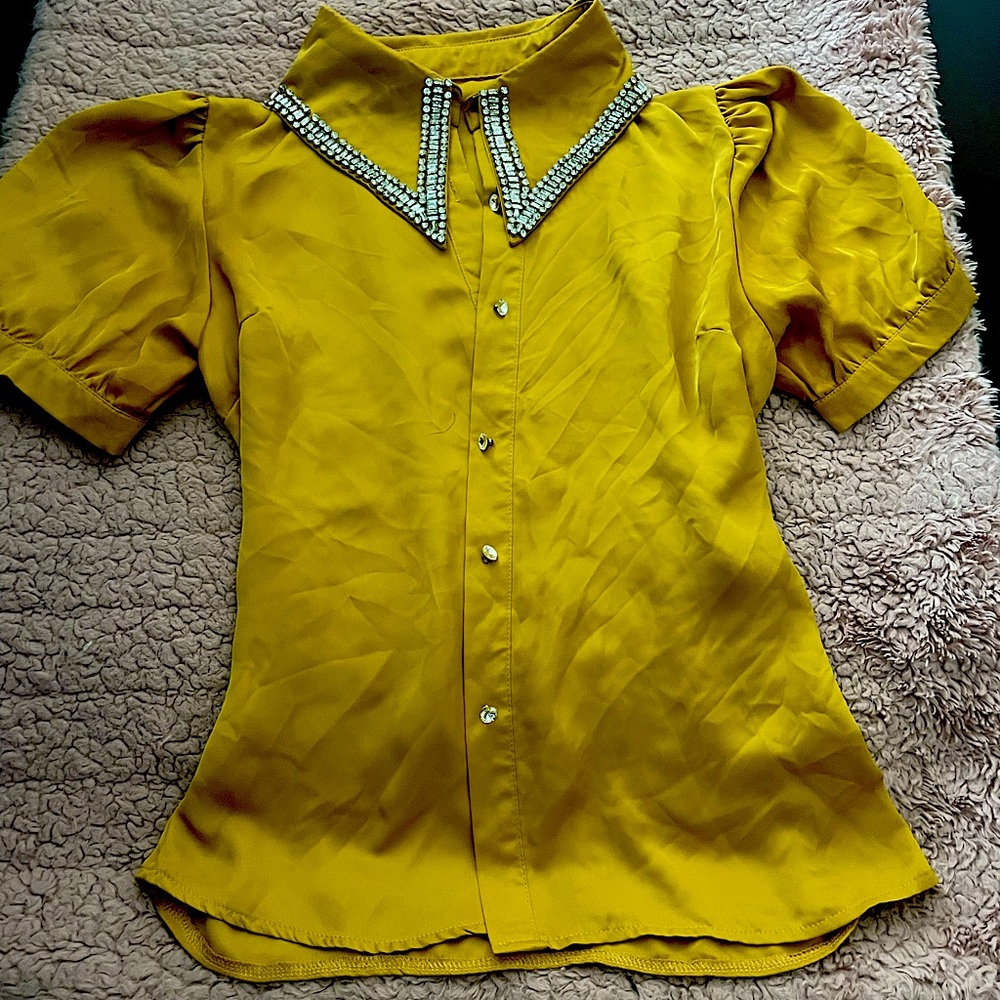 Formal Short Sleeve Button Down Blouse